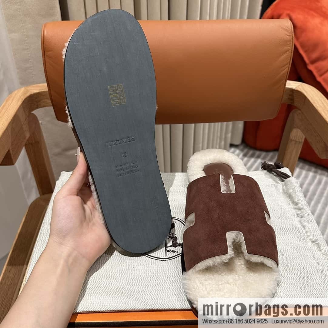 Hermès Australia imported lamb wool lzmir series men's sandals