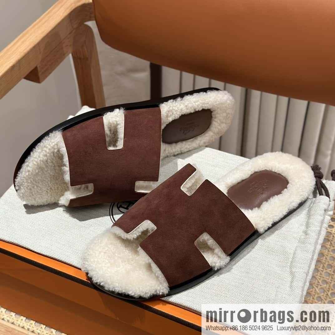 Hermès Australia imported lamb wool lzmir series men's sandals
