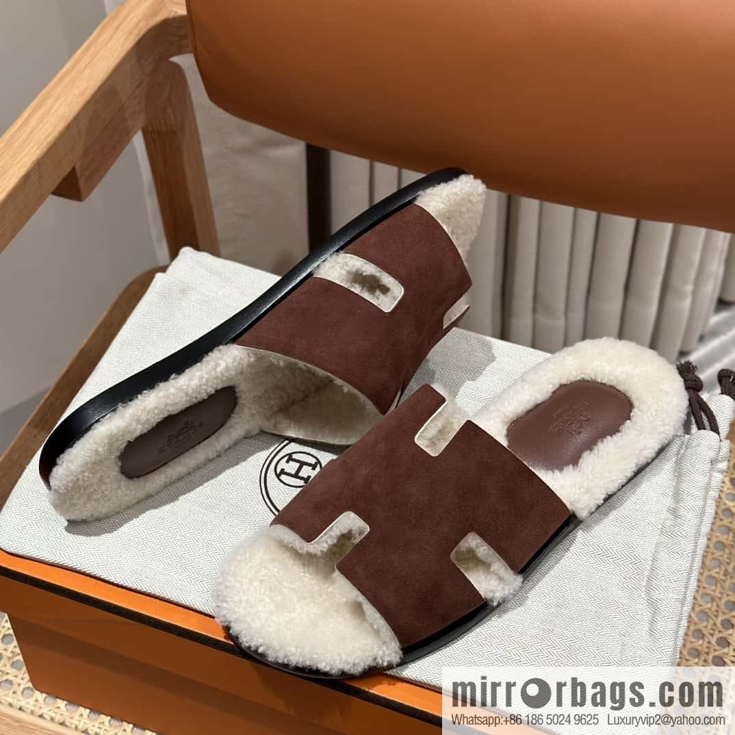 Hermès Australia imported lamb wool lzmir series men's sandals