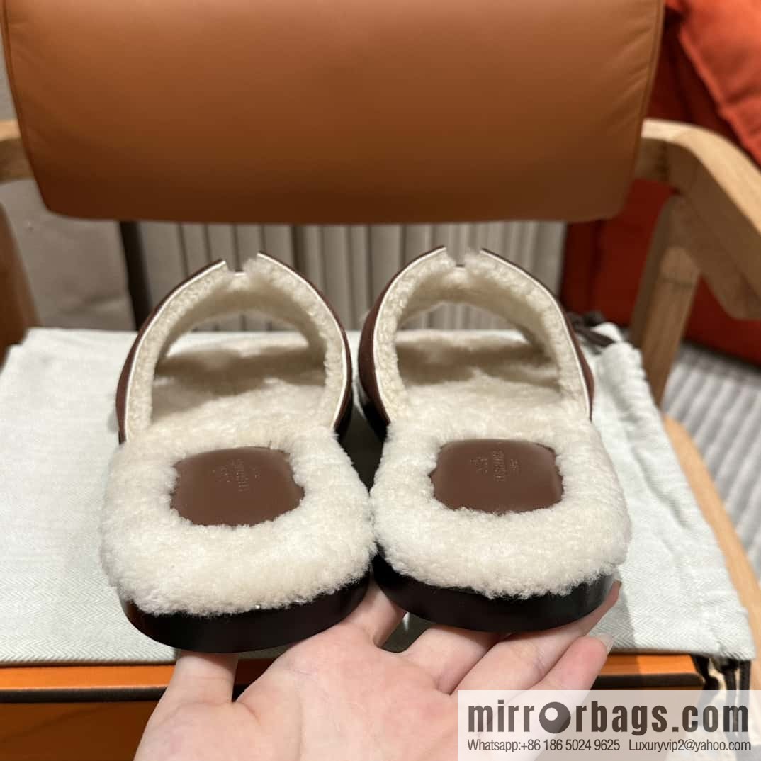 Hermès Australia imported lamb wool lzmir series men's sandals