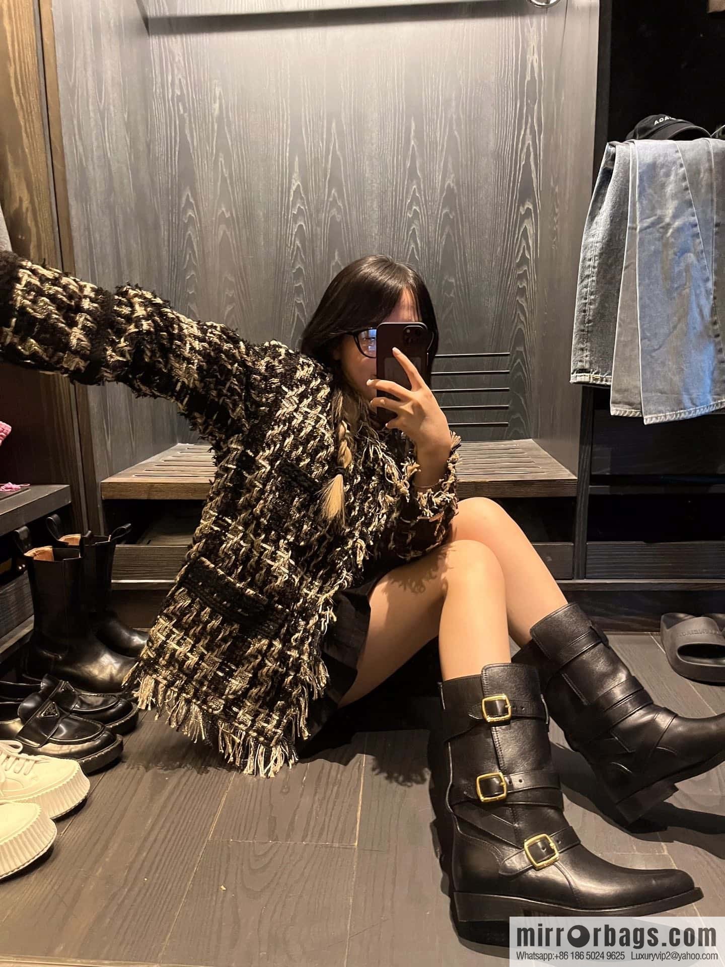 CELINE Vegetable Tanned Cow Leather Medium Tube Lace-Up Locomotive Boots