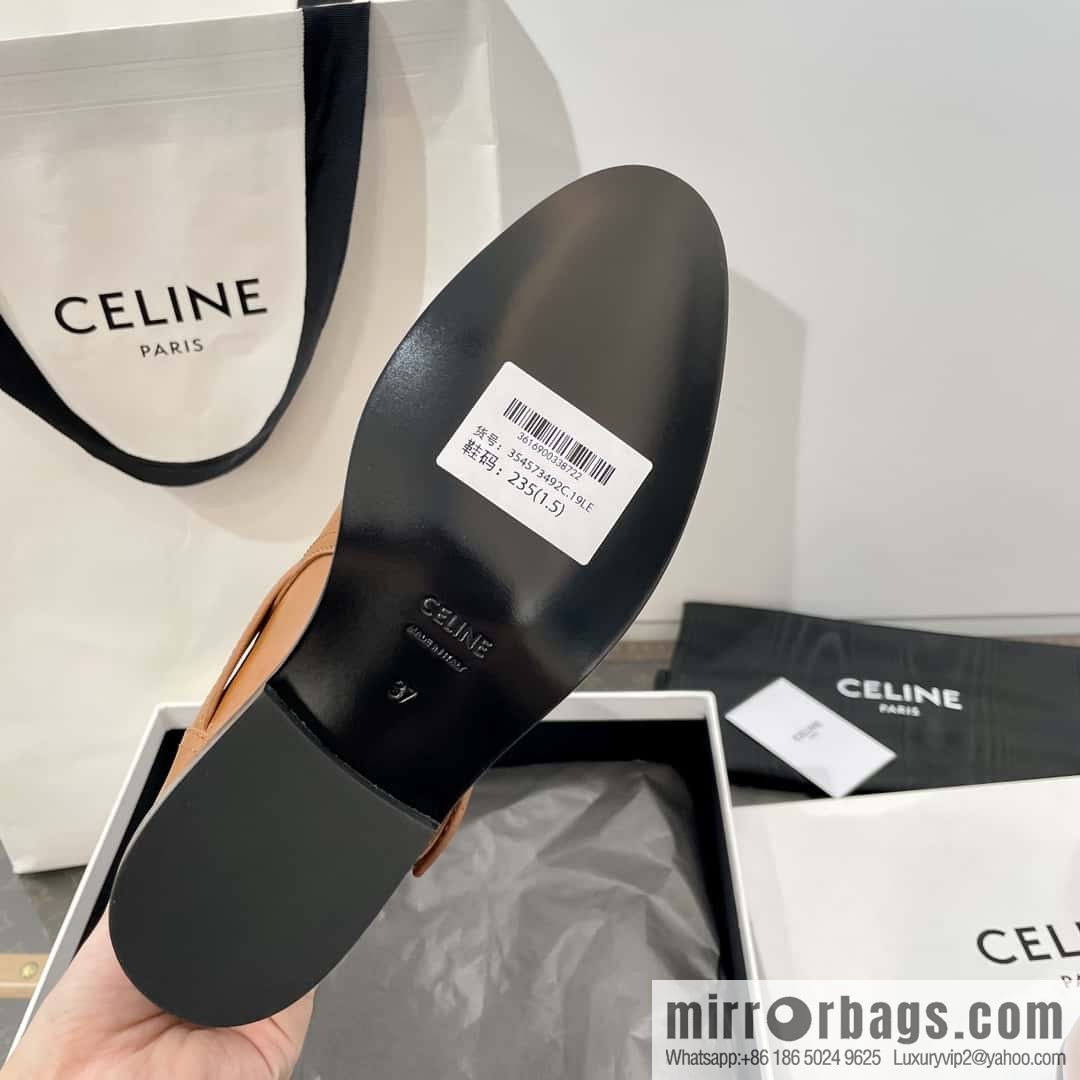 CELINE Vegetable Tanned Cow Leather Medium Tube Lace-Up Locomotive Boots