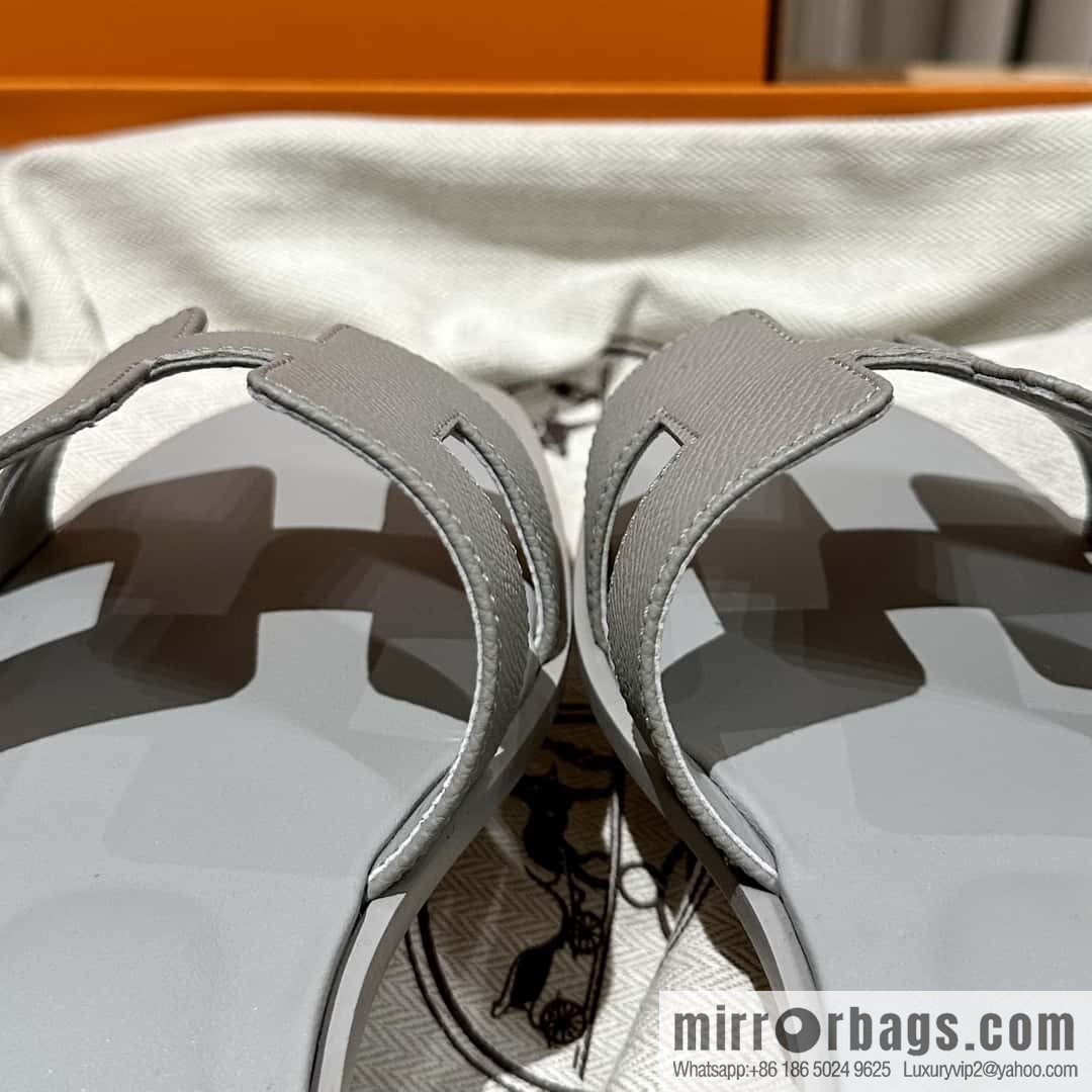 Hermès leather outsole H slippers, grey