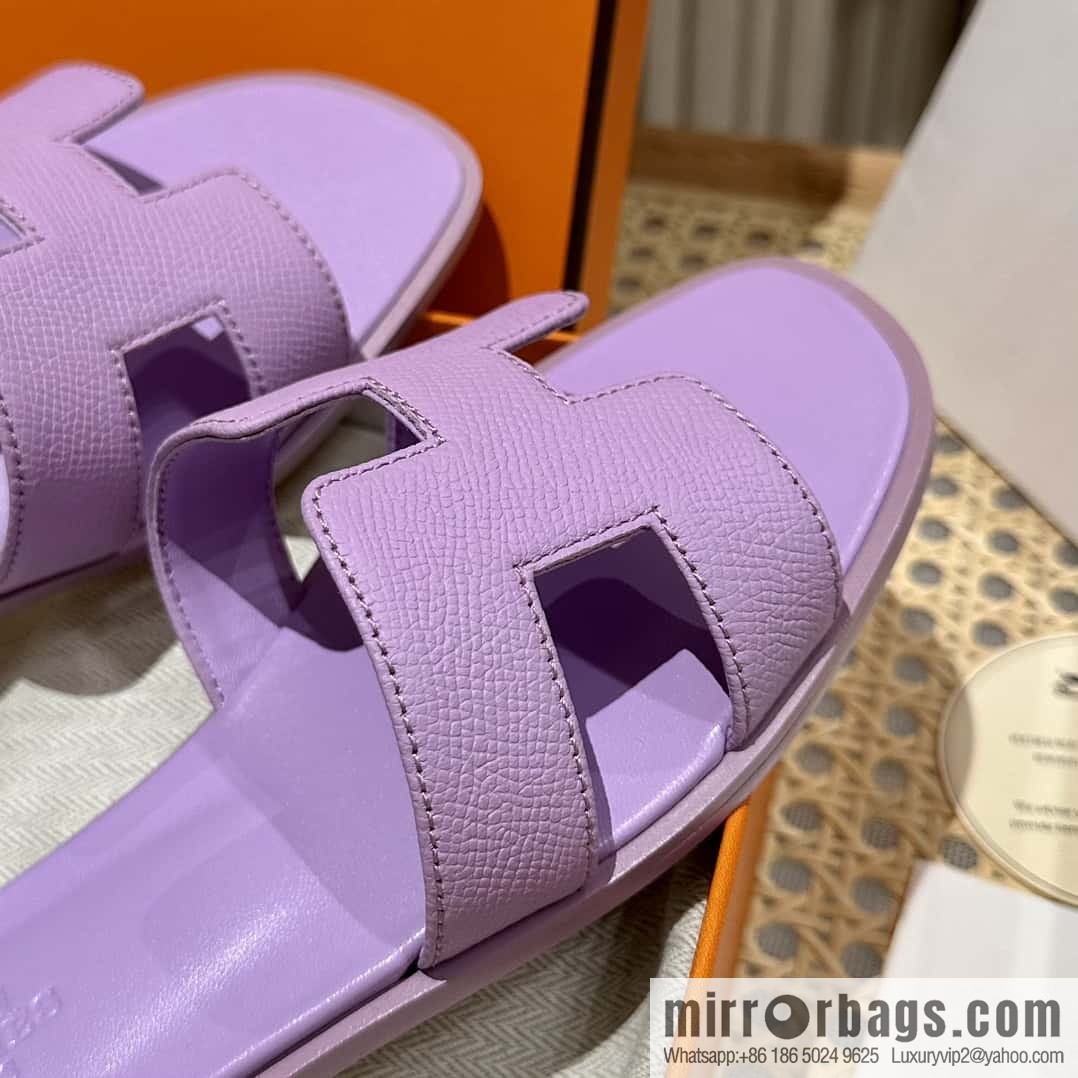 Hermès leather outsole H slippers, purple