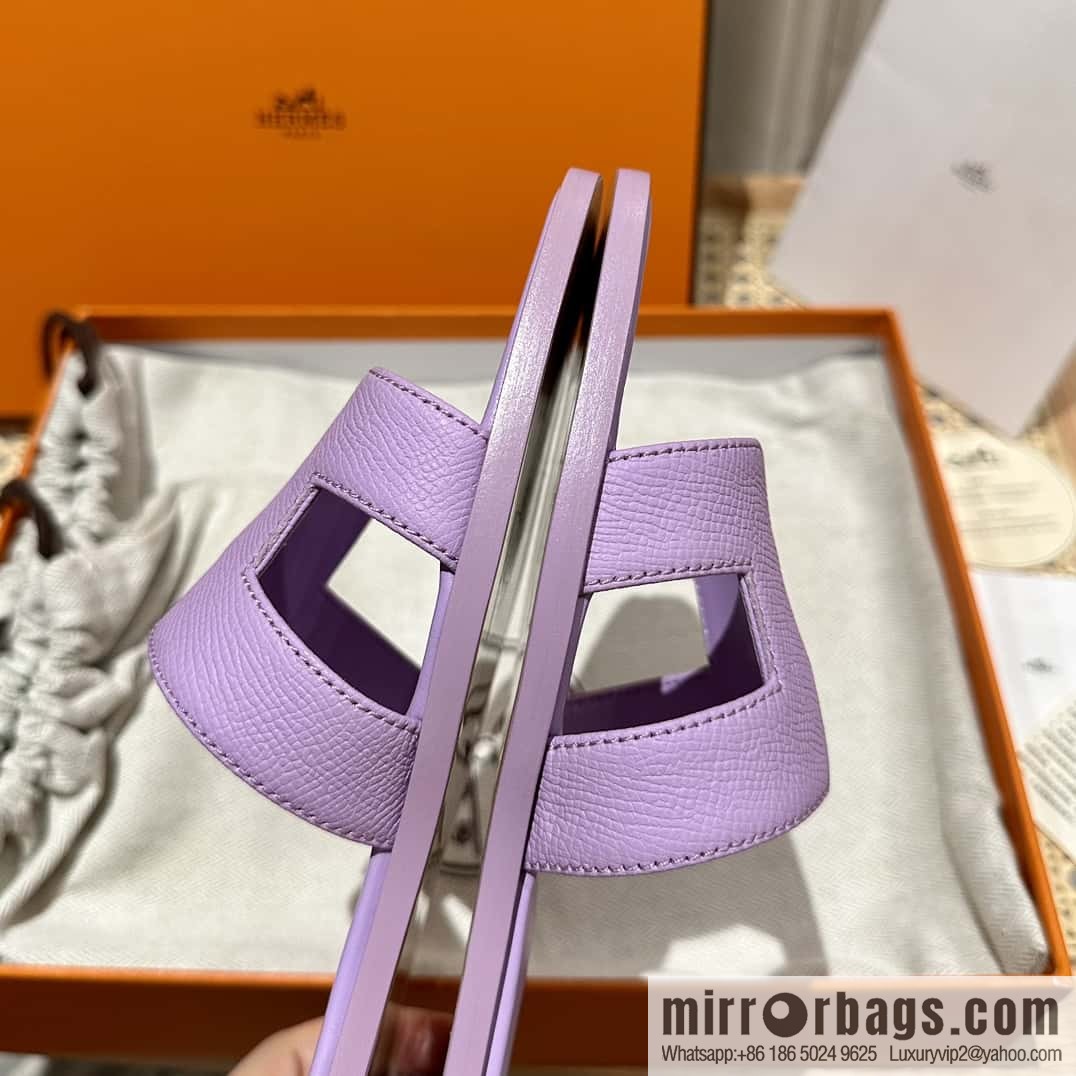 Hermès leather outsole H slippers, purple