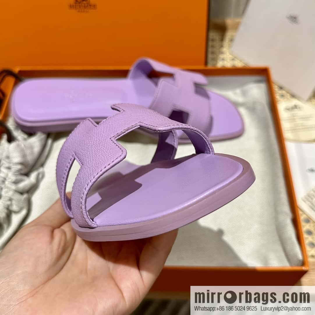 Hermès leather outsole H slippers, purple