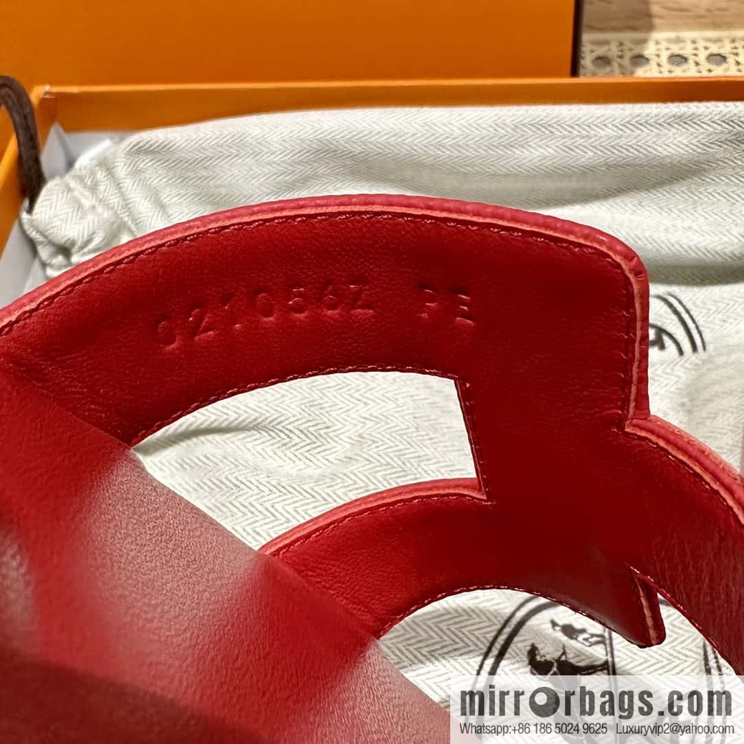 Hermès leather outsole H slippers, red