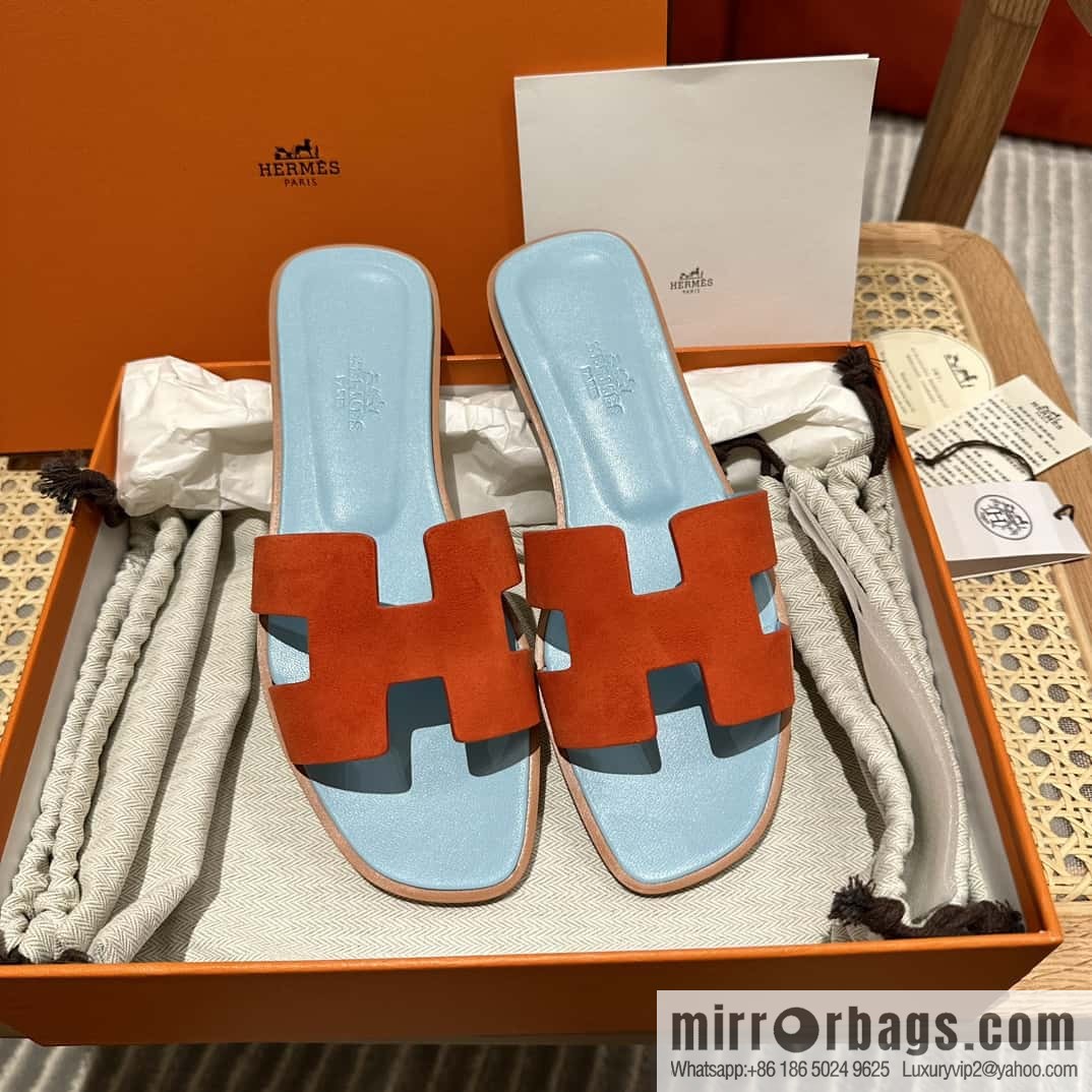 Hermès leather outsole H slippers, color matching