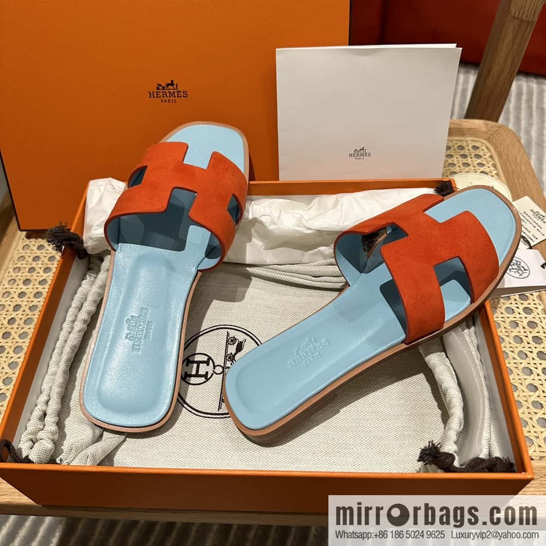 Hermès leather outsole H slippers, color matching