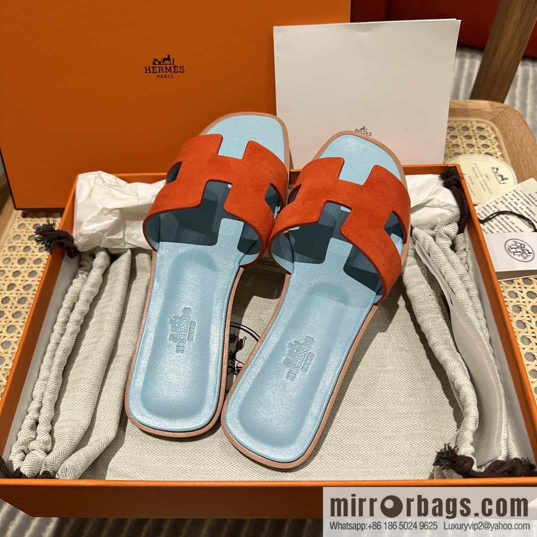 Hermès leather outsole H slippers, color matching