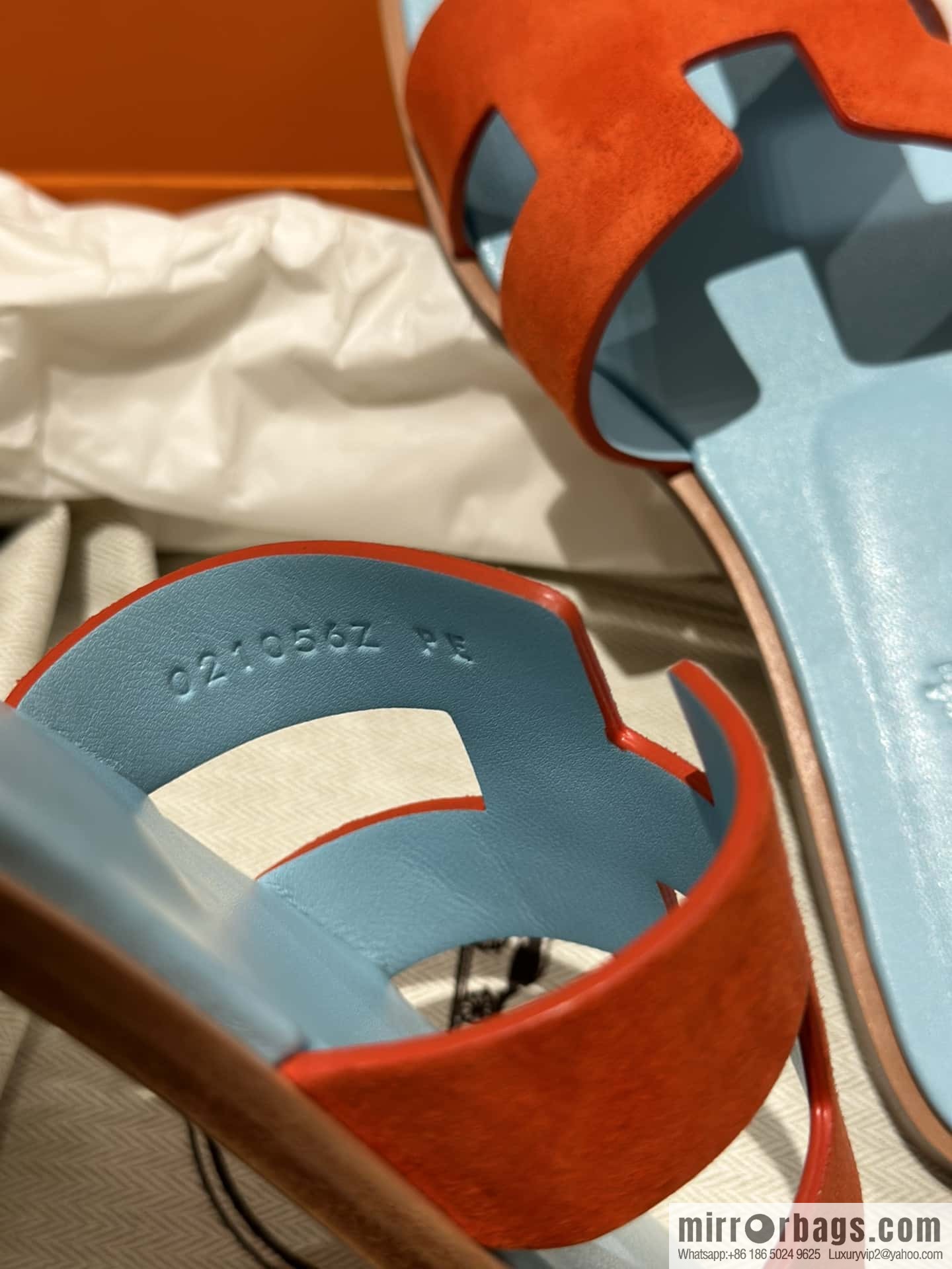 Hermès leather outsole H slippers, color matching