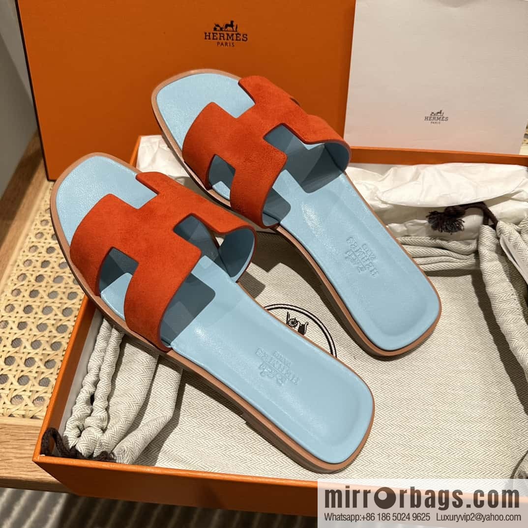 Hermès leather outsole H slippers, color matching