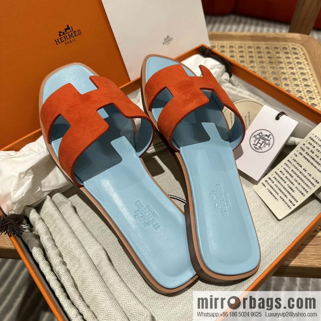 Hermès leather outsole H slippers, color matching