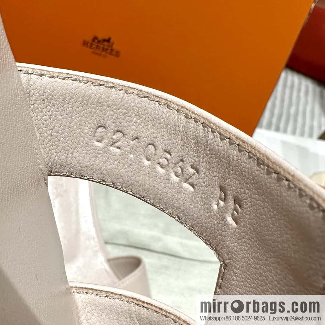 Hermès leather outsole H slippers, pink.