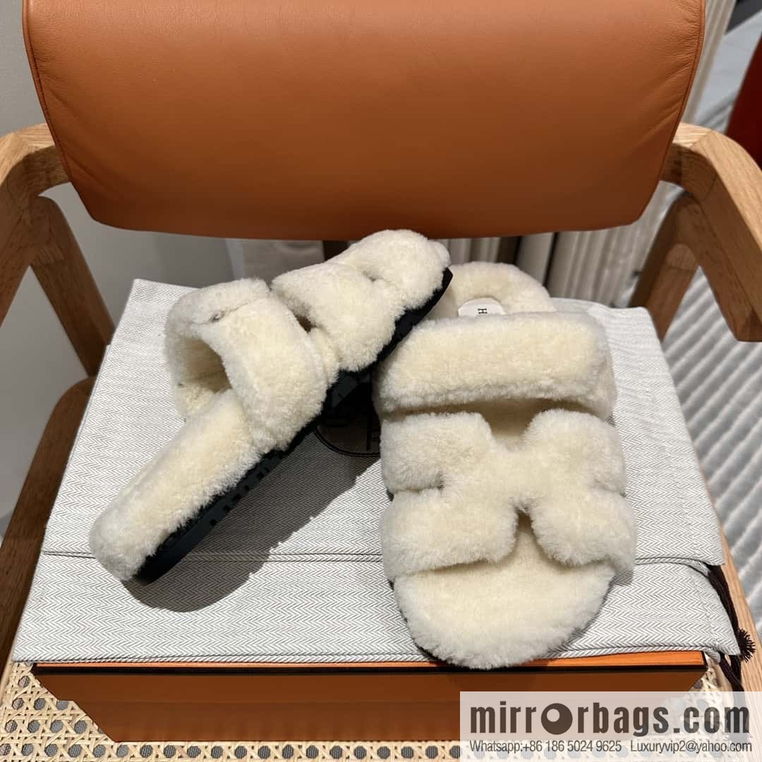 Hermès plush second uncle shoes Chypre sandals