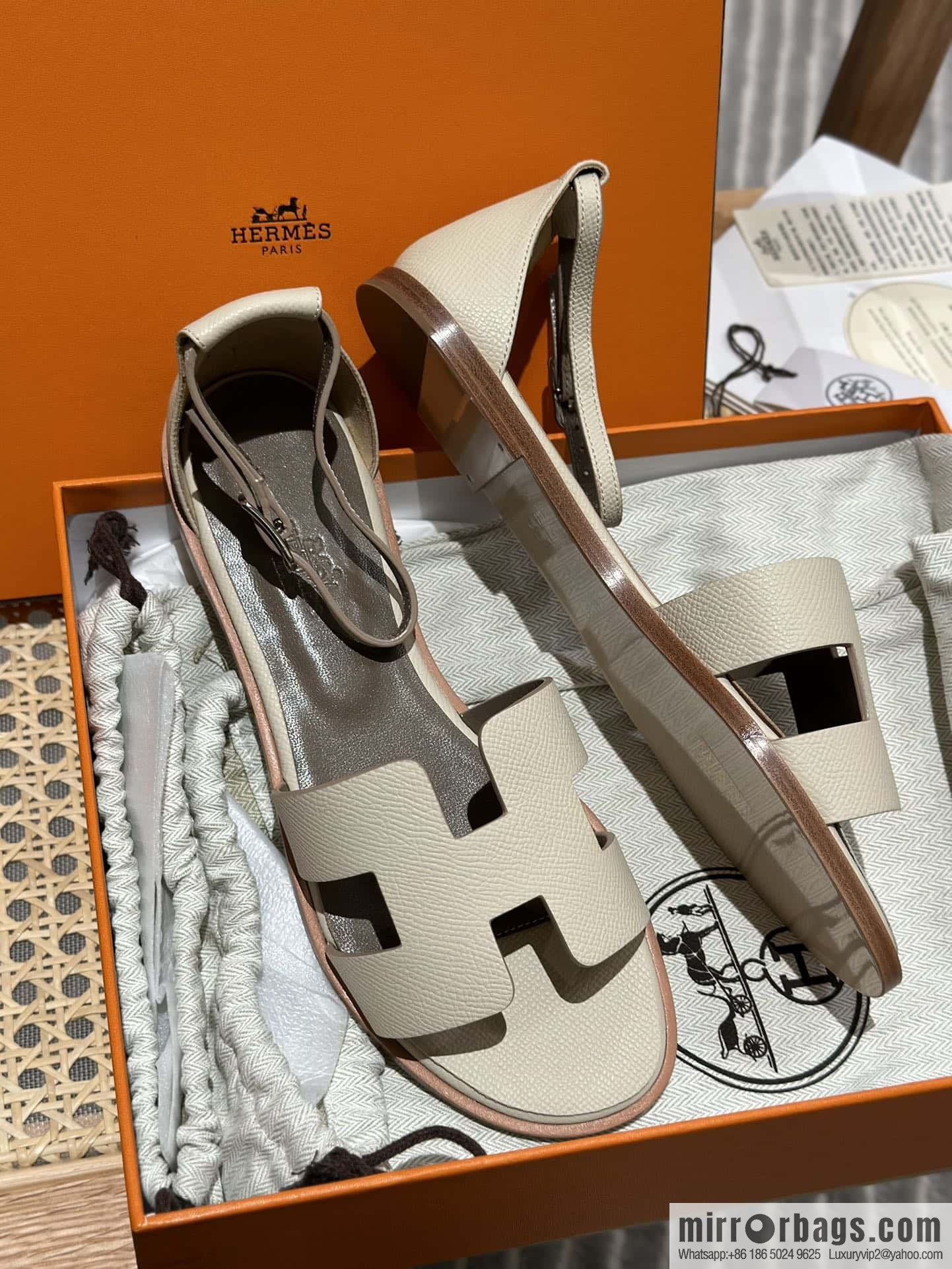 Hermès imported Italian cowhide, new small sandals