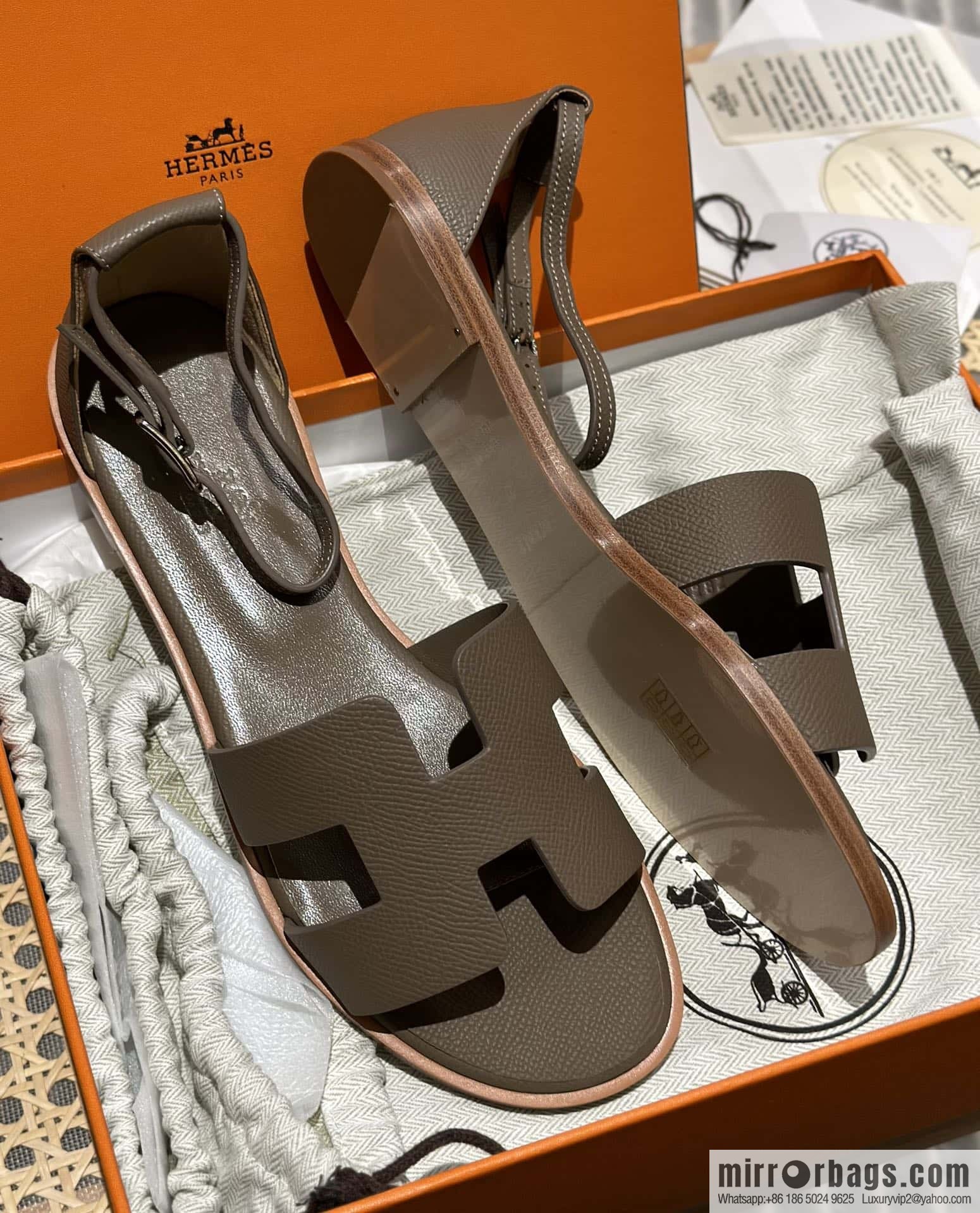 Hermès imported Italian cowhide, new small sandals