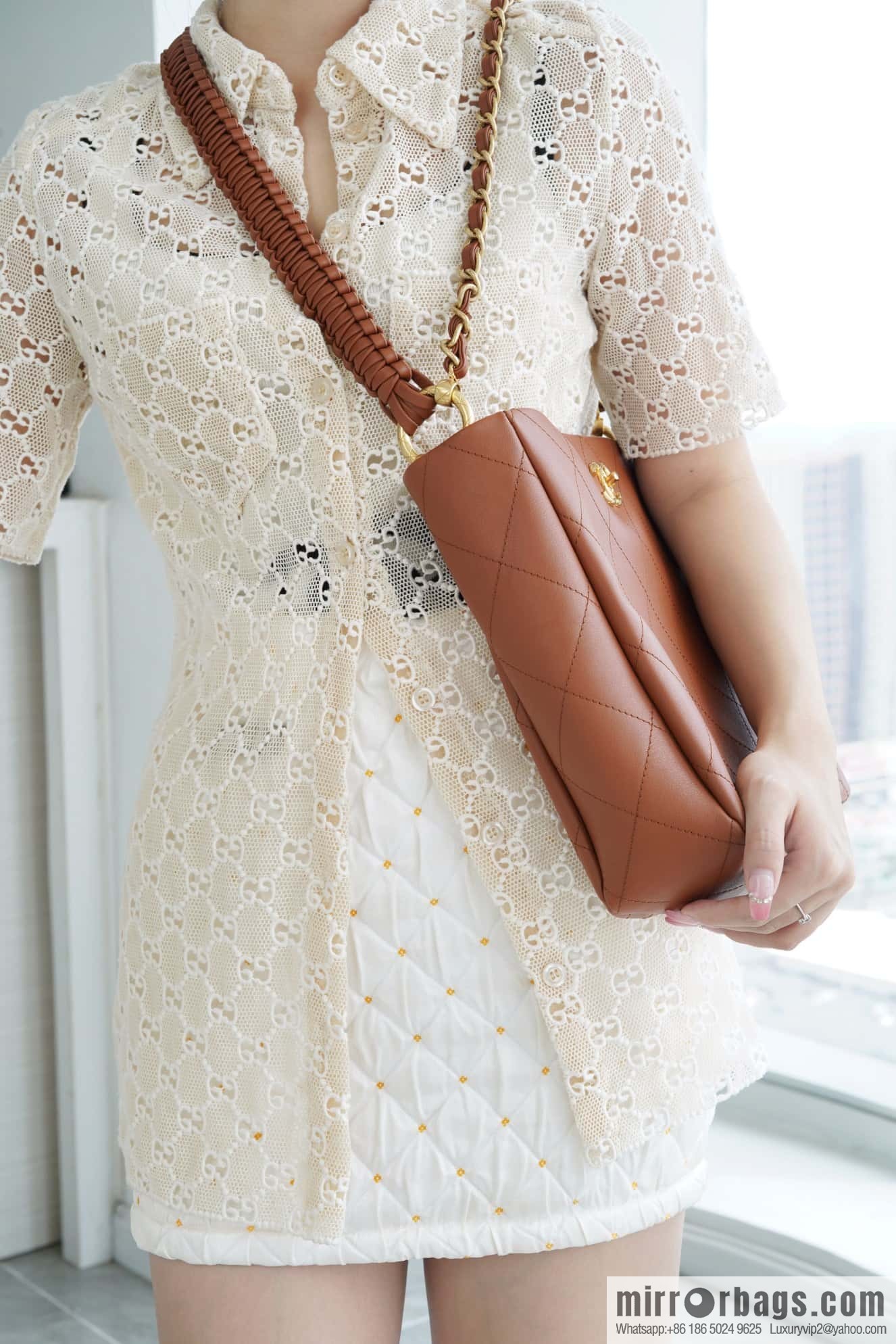 CHANEL 23A New HOBO hippie bag AS4210 caramel color