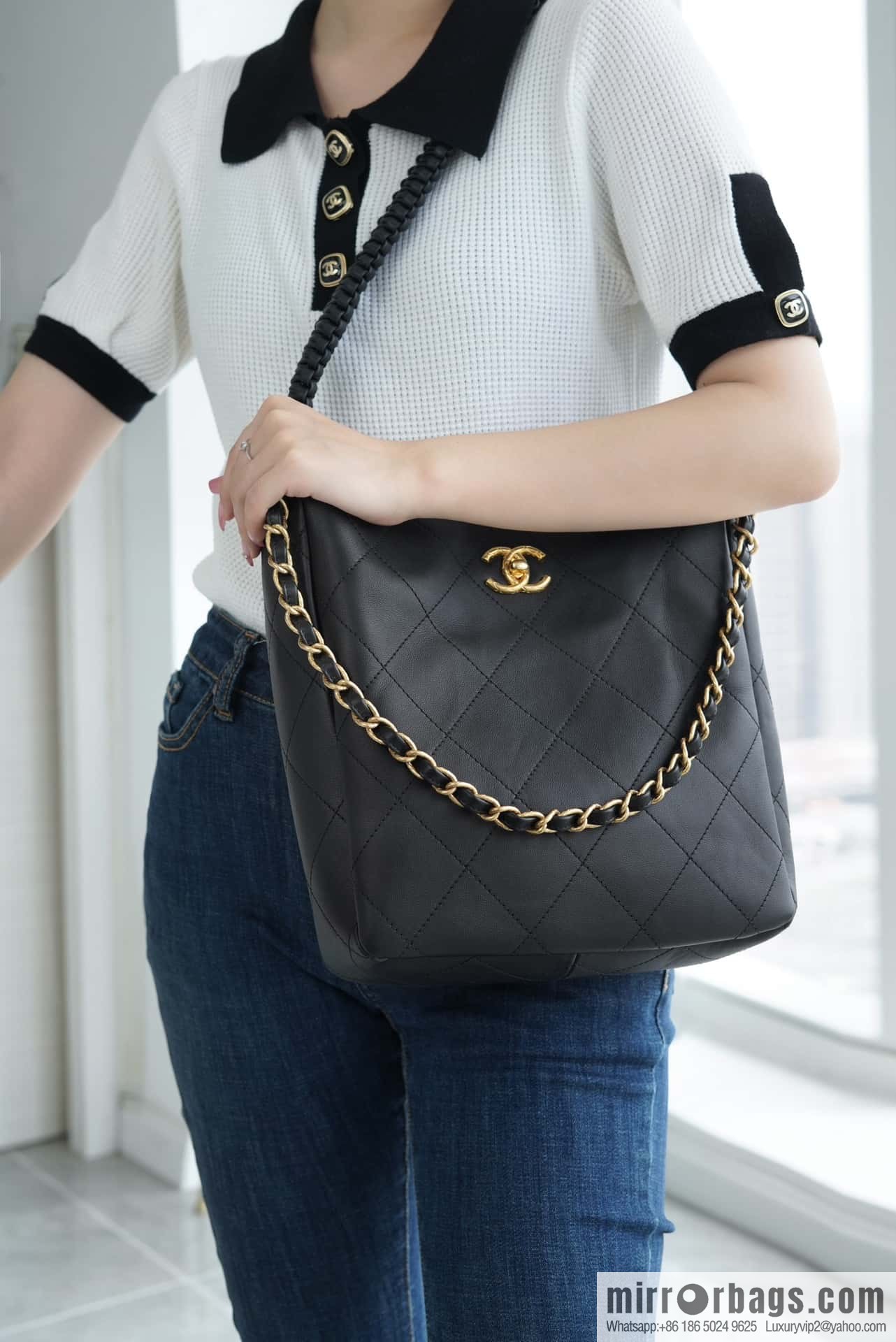 CHANEL 23A new HOBO hippie bag AS4210 black
