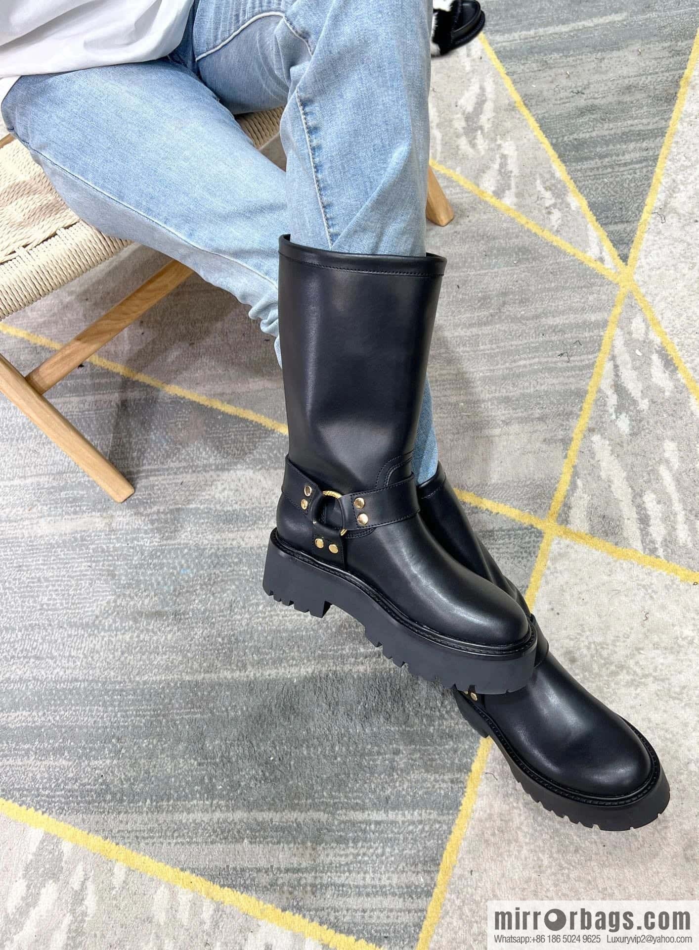 CELINE autumn and winter mid-tube thick-soled knight locomotive boots