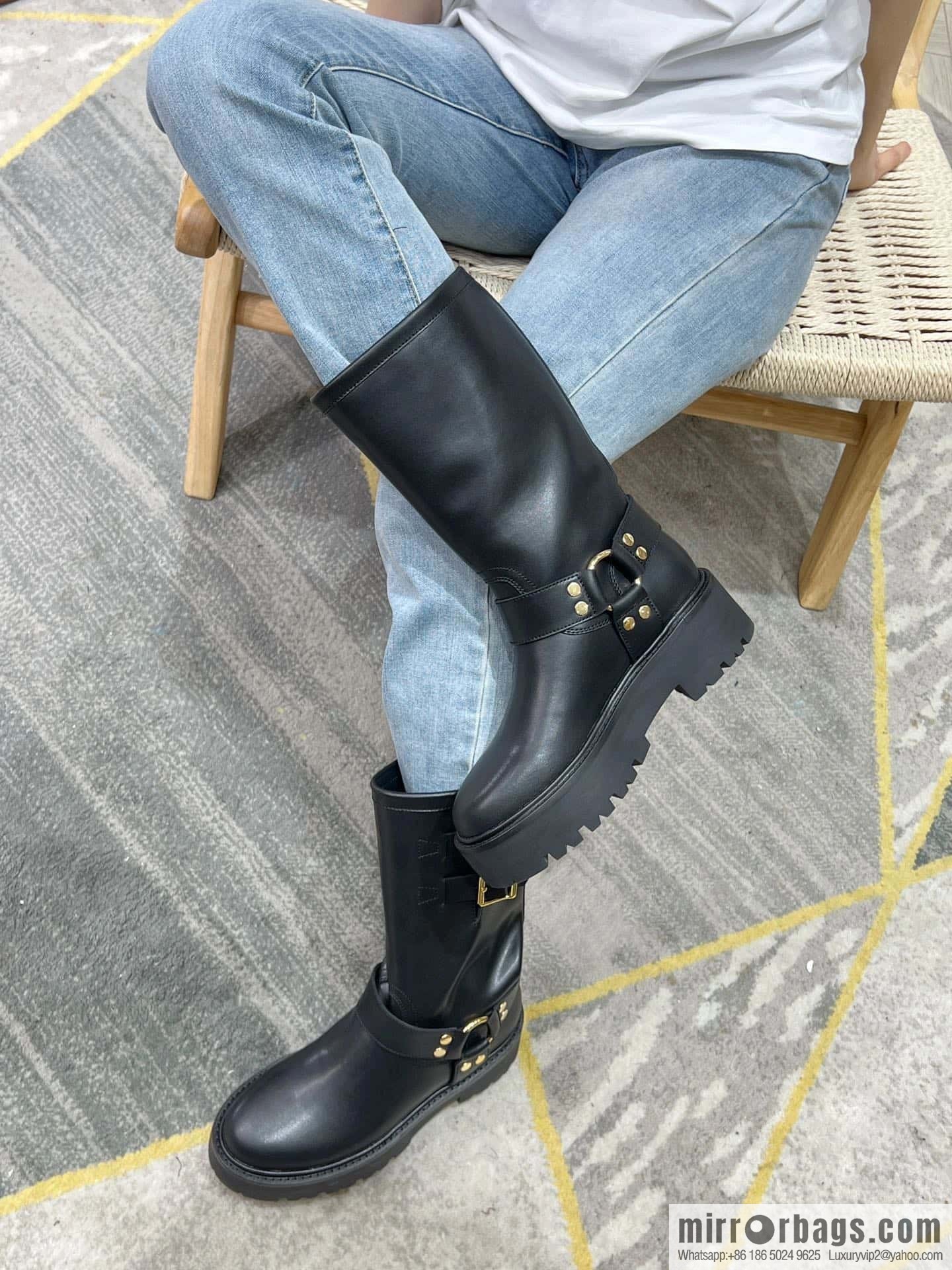 CELINE autumn and winter mid-tube thick-soled knight locomotive boots