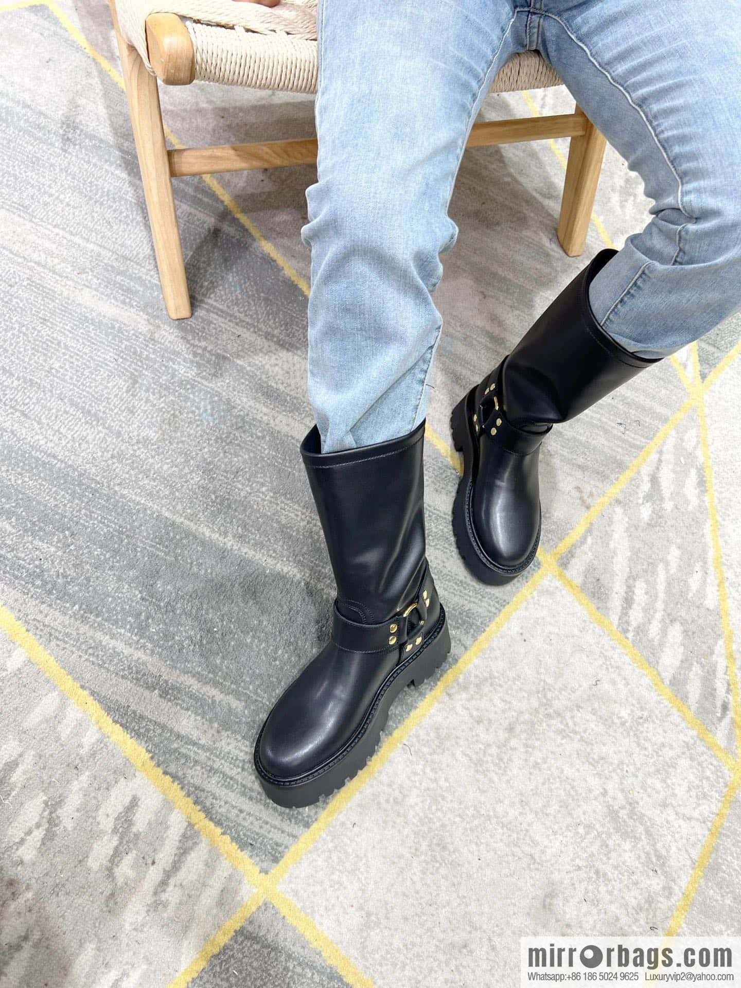 CELINE autumn and winter mid-tube thick-soled knight locomotive boots