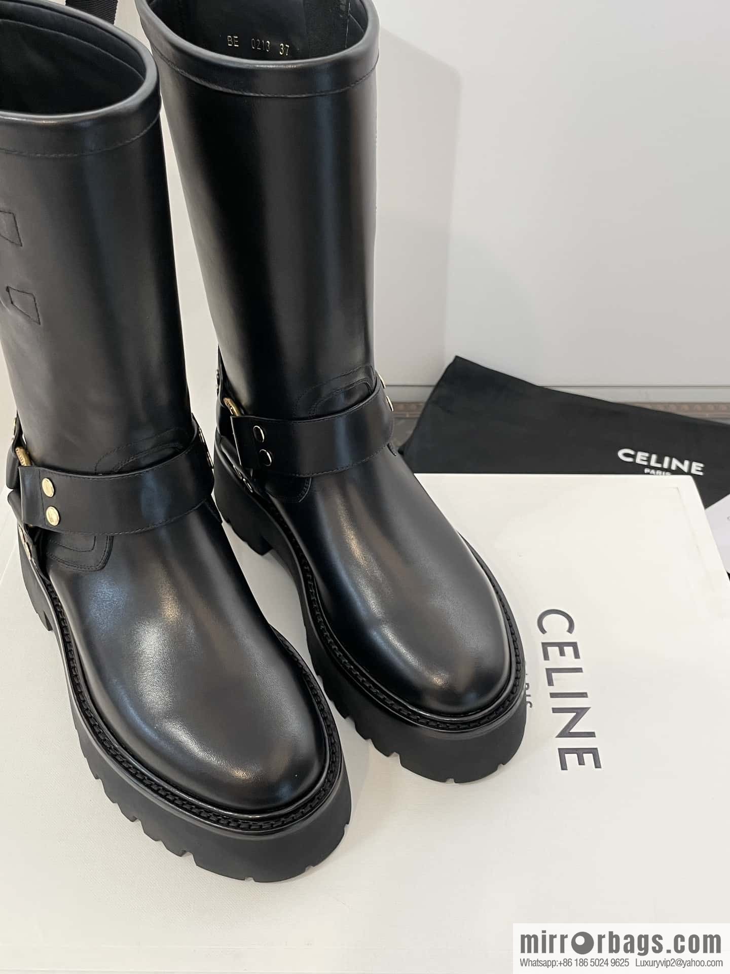 CELINE autumn and winter mid-tube thick-soled knight locomotive boots