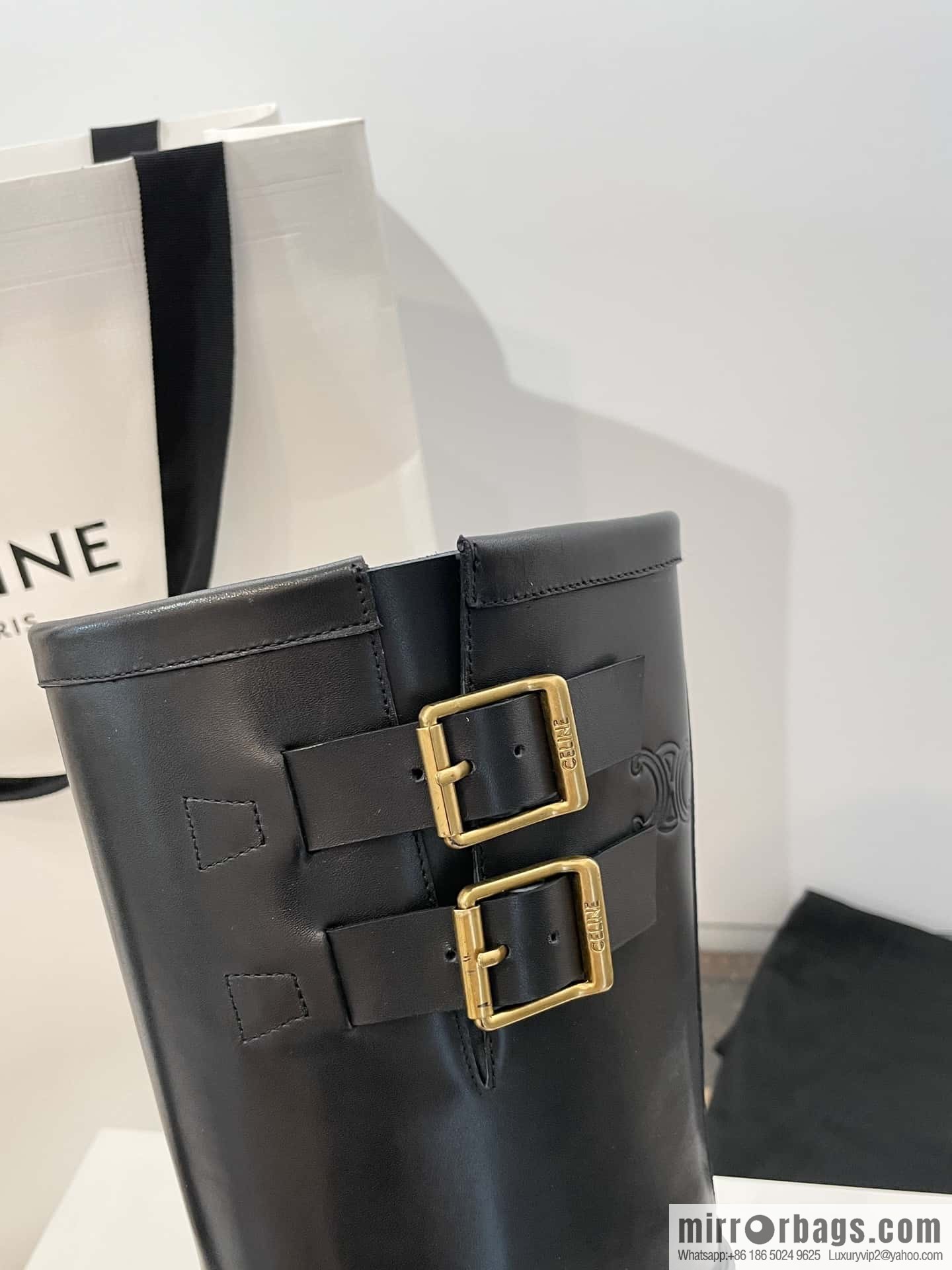 CELINE autumn and winter mid-tube thick-soled knight locomotive boots