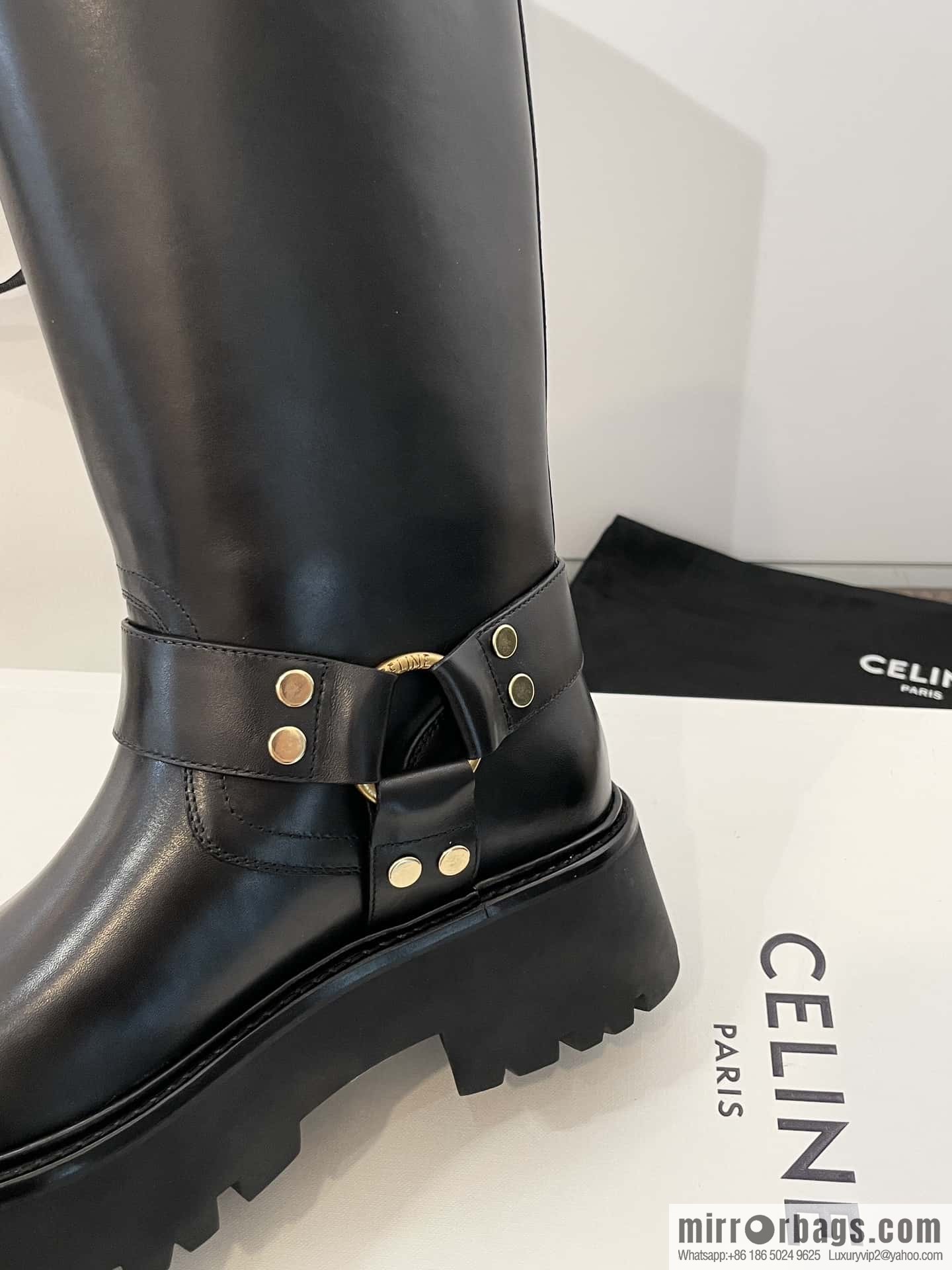 CELINE autumn and winter mid-tube thick-soled knight locomotive boots