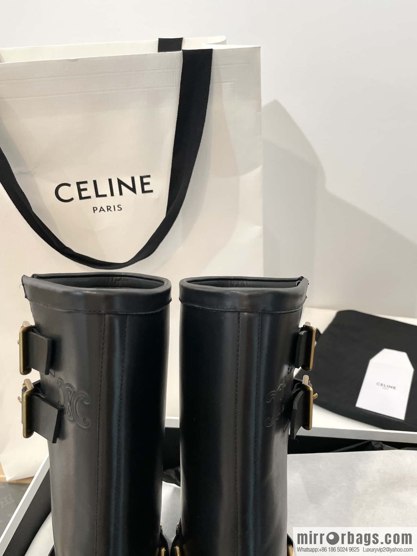 CELINE autumn and winter mid-tube thick-soled knight locomotive boots