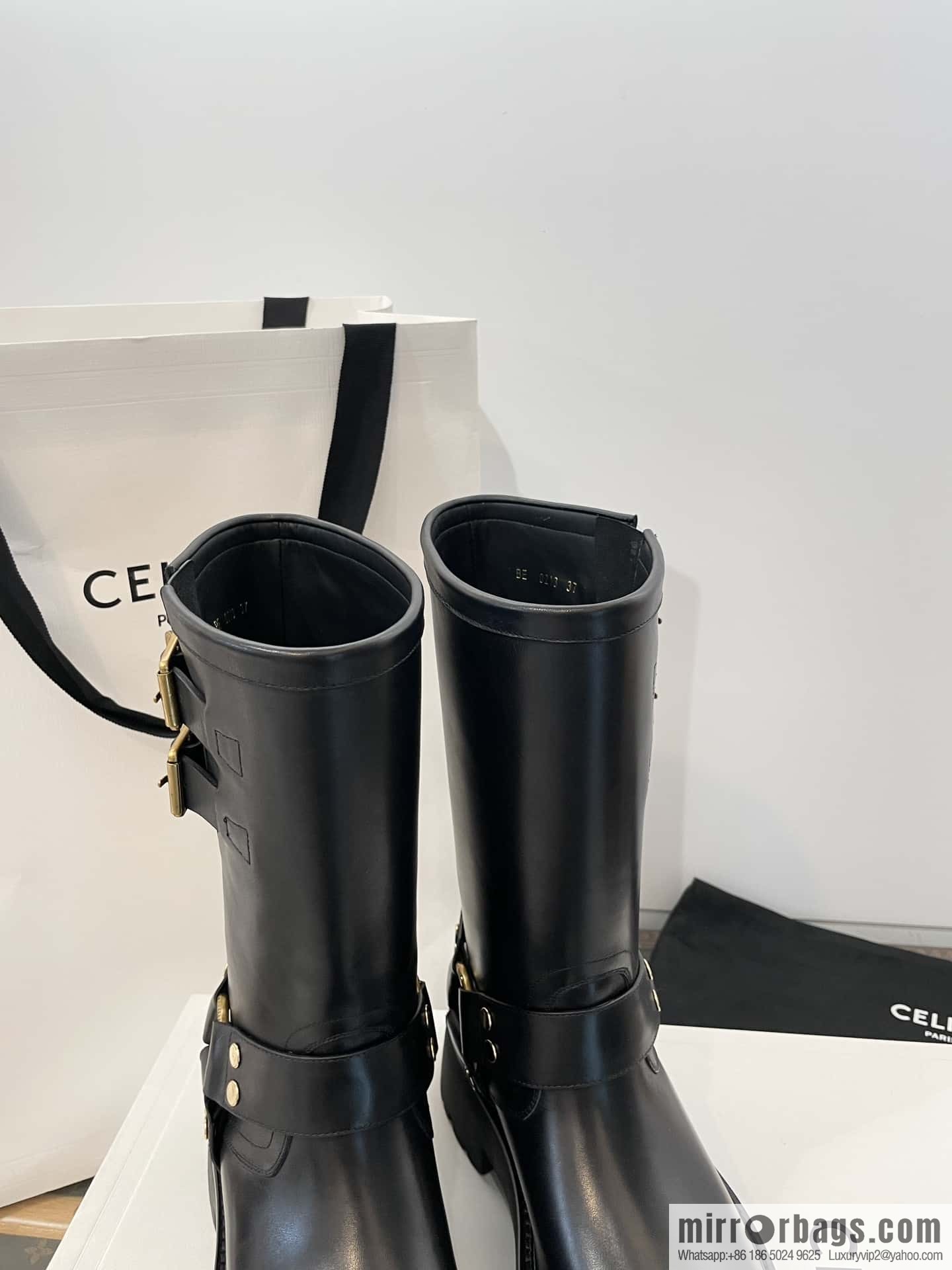 CELINE autumn and winter mid-tube thick-soled knight locomotive boots