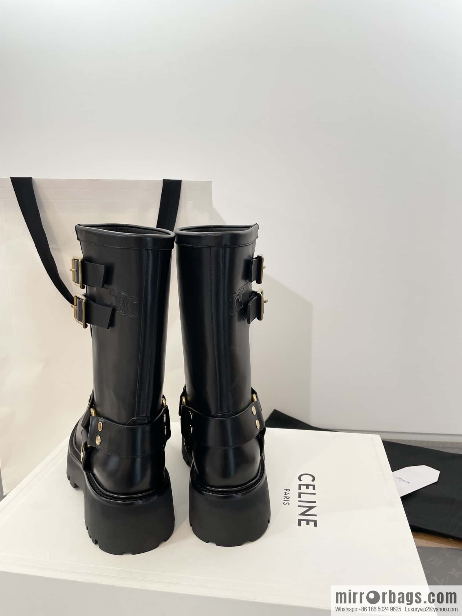 CELINE autumn and winter mid-tube thick-soled knight locomotive boots