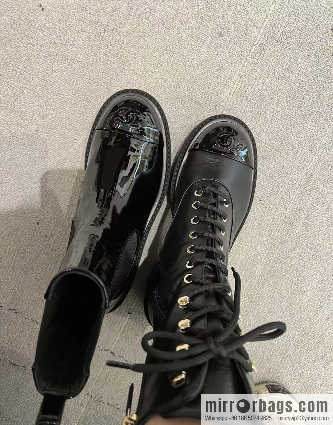 CHANEL Xiaoxiang autumn and winter lace-up thick-soled locomotive boots