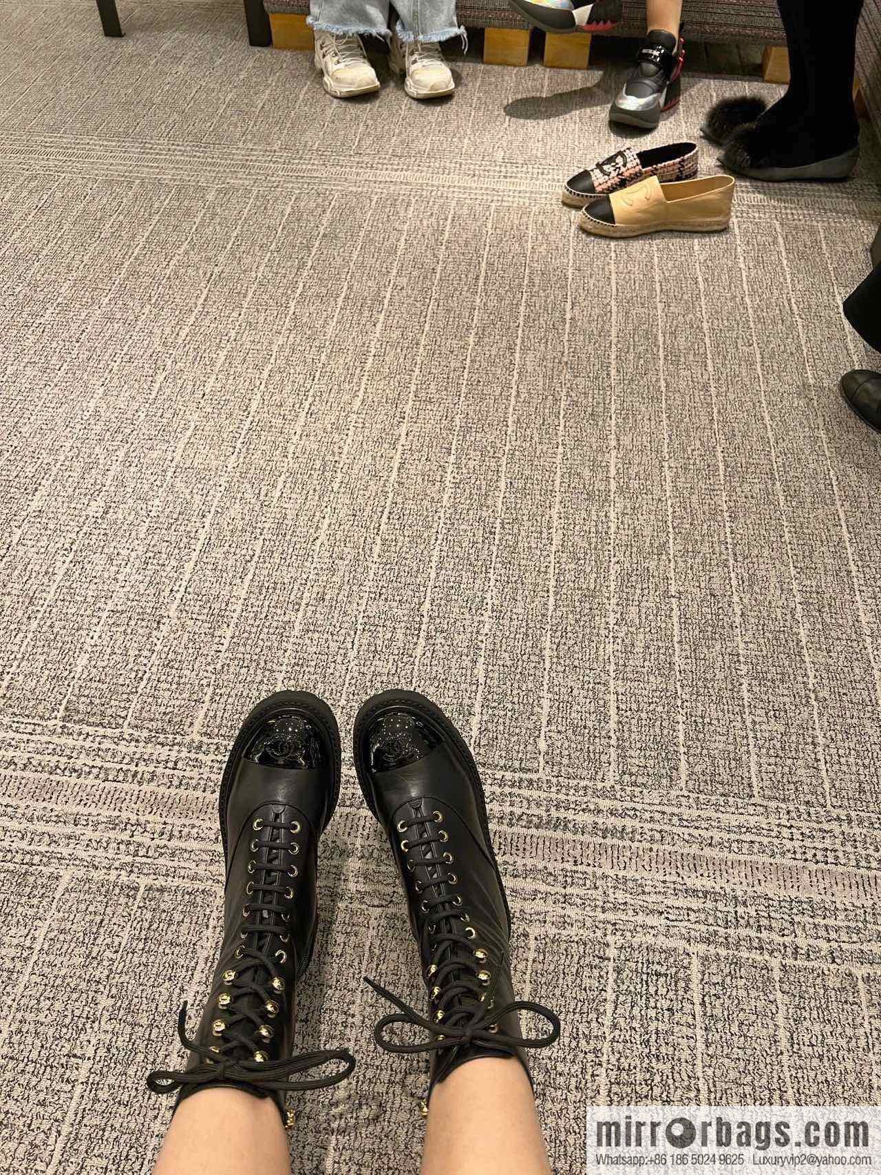 CHANEL Xiaoxiang autumn and winter lace-up thick-soled locomotive boots