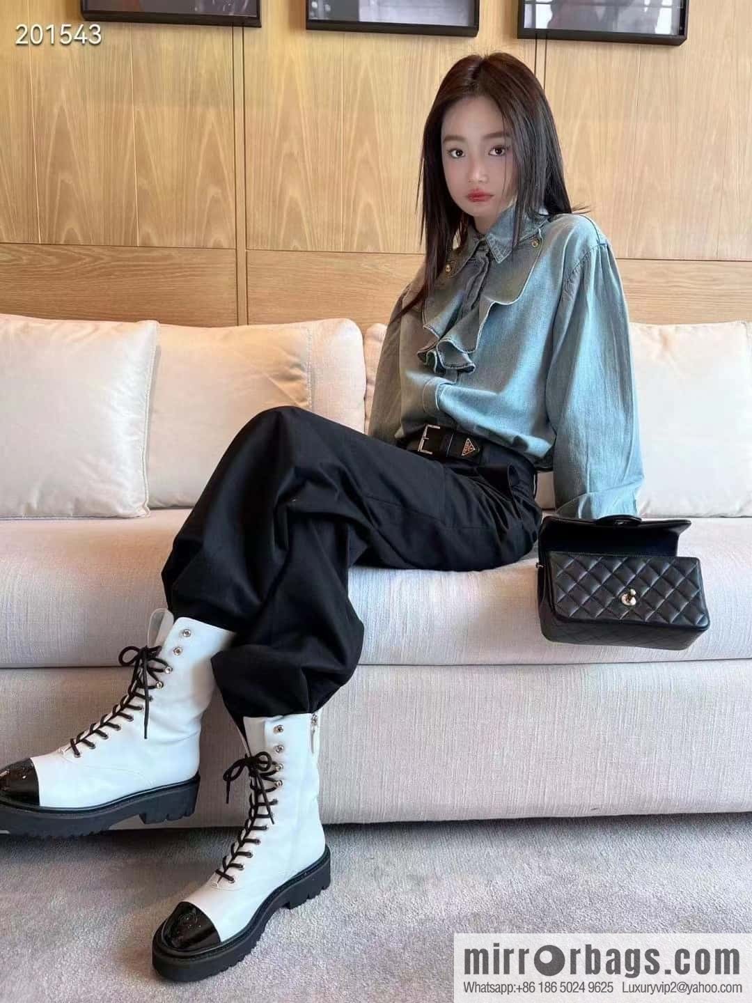 CHANEL Xiaoxiang autumn and winter lace-up thick-soled locomotive boots