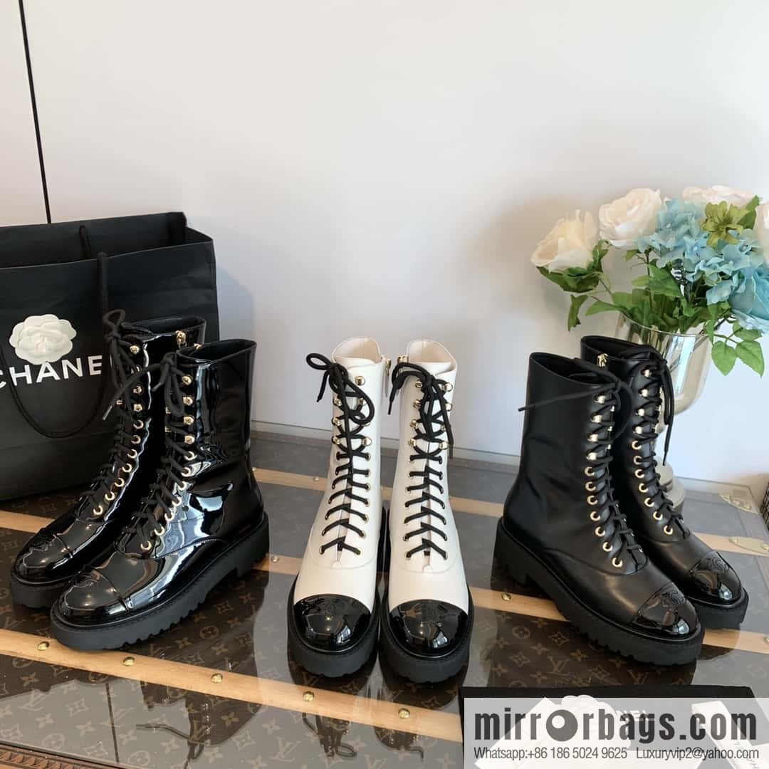 CHANEL Xiaoxiang autumn and winter lace-up thick-soled locomotive boots