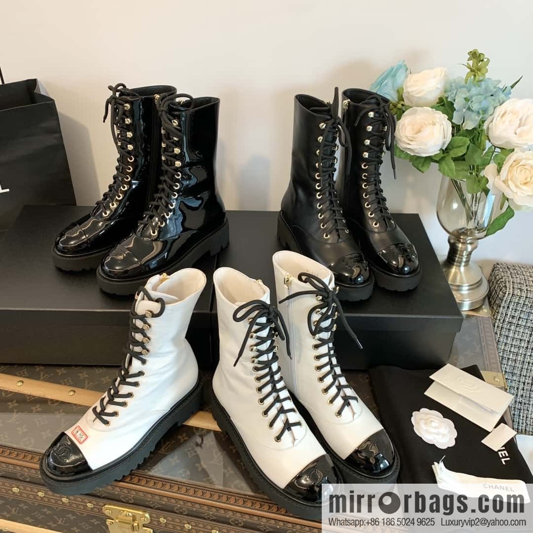 CHANEL Xiaoxiang autumn and winter lace-up thick-soled locomotive boots