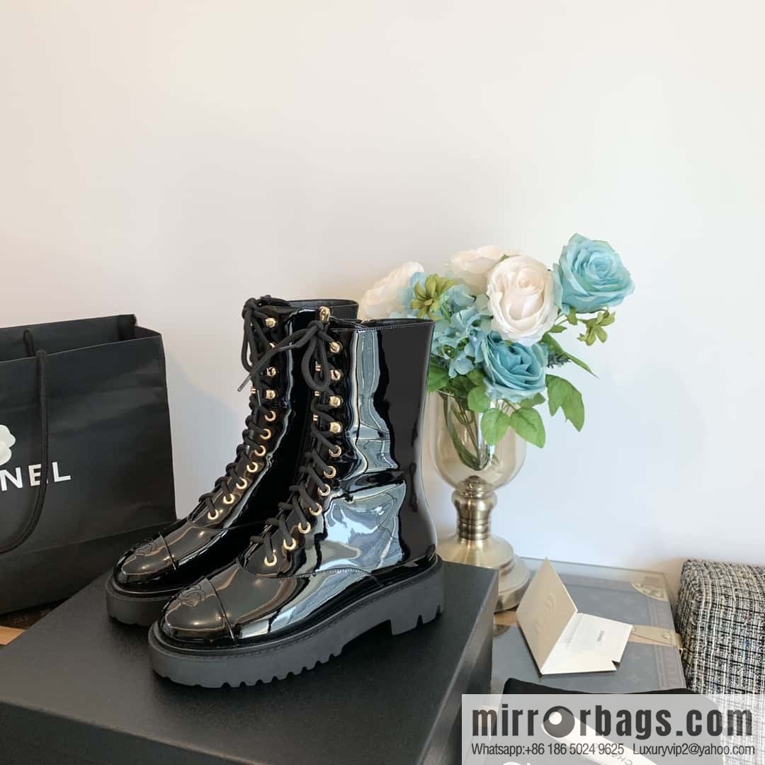 CHANEL Xiaoxiang autumn and winter lace-up thick-soled locomotive boots