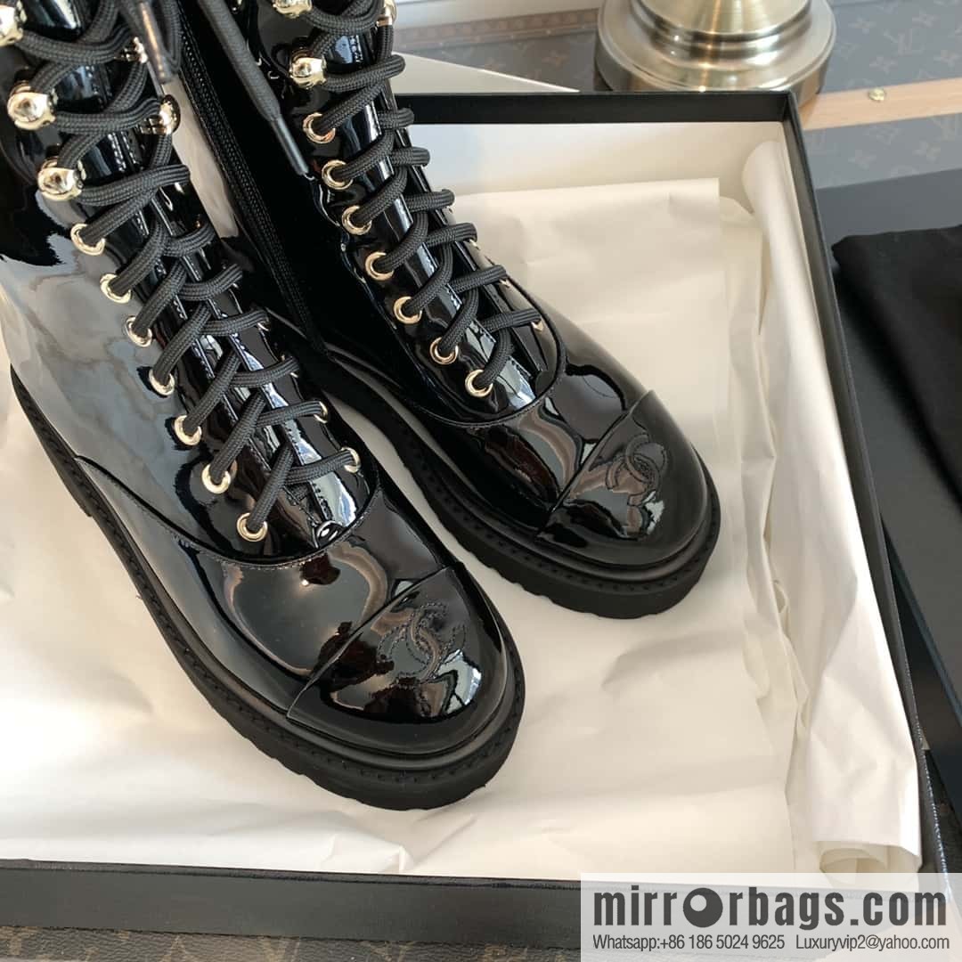 CHANEL Xiaoxiang autumn and winter lace-up thick-soled locomotive boots