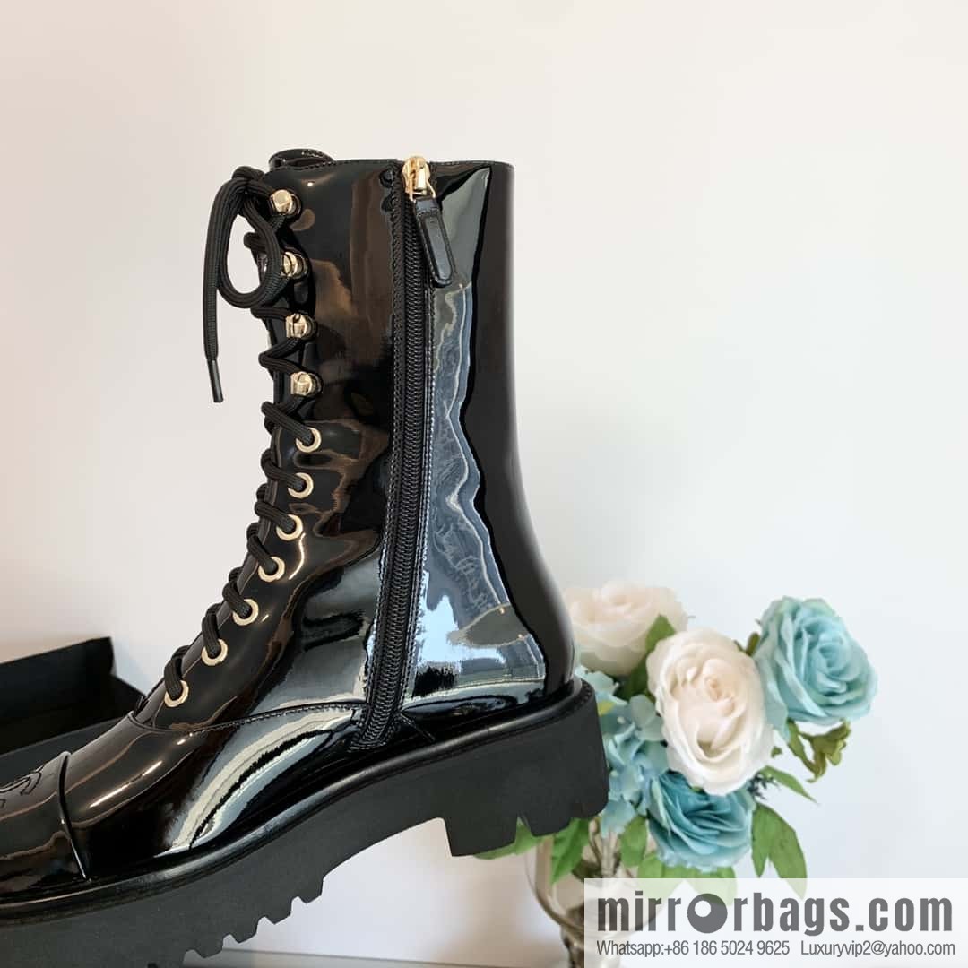 CHANEL Xiaoxiang autumn and winter lace-up thick-soled locomotive boots