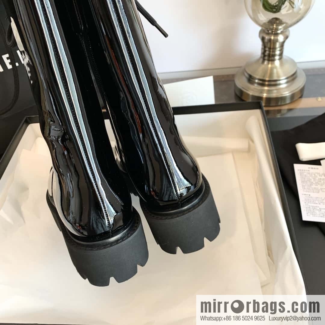 CHANEL Xiaoxiang autumn and winter lace-up thick-soled locomotive boots