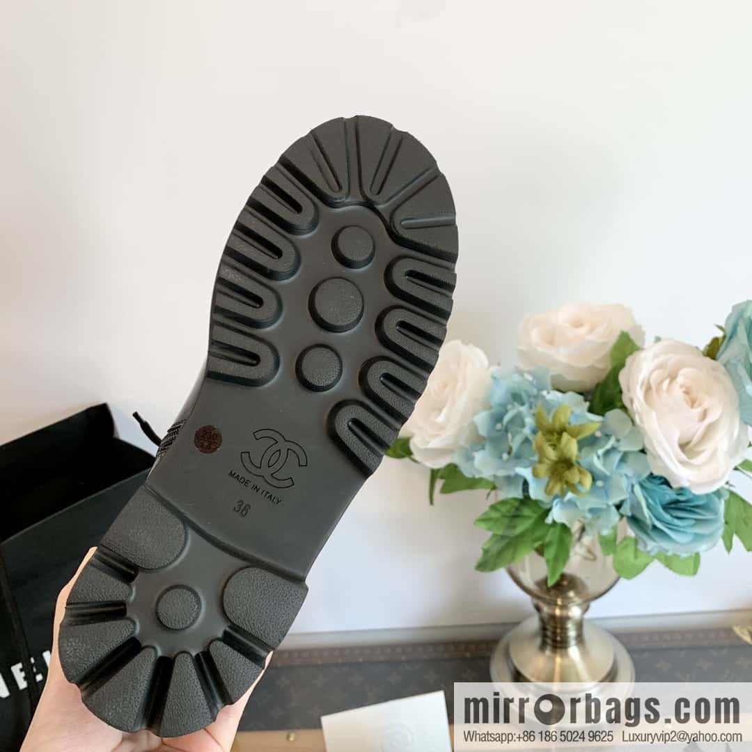 CHANEL Xiaoxiang autumn and winter lace-up thick-soled locomotive boots