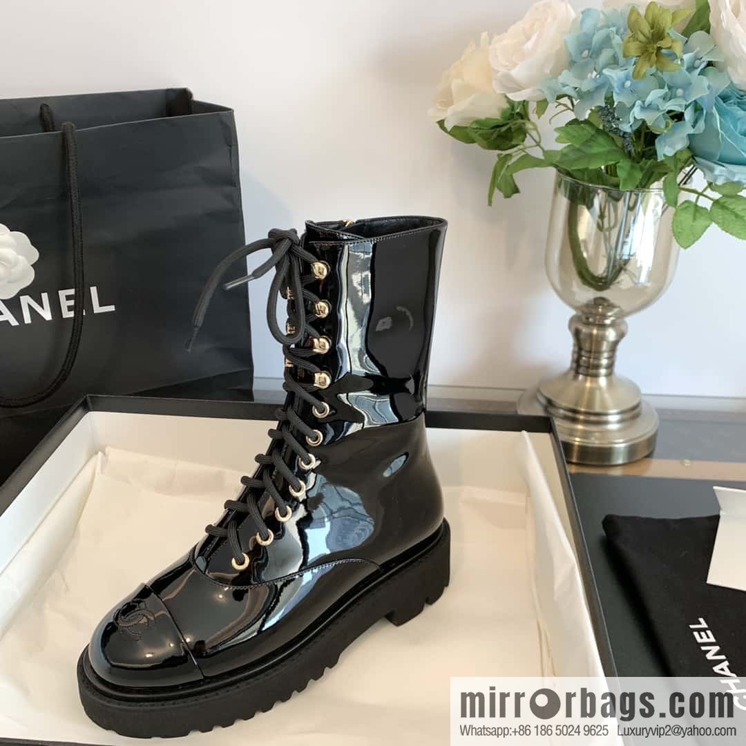 CHANEL Xiaoxiang autumn and winter lace-up thick-soled locomotive boots