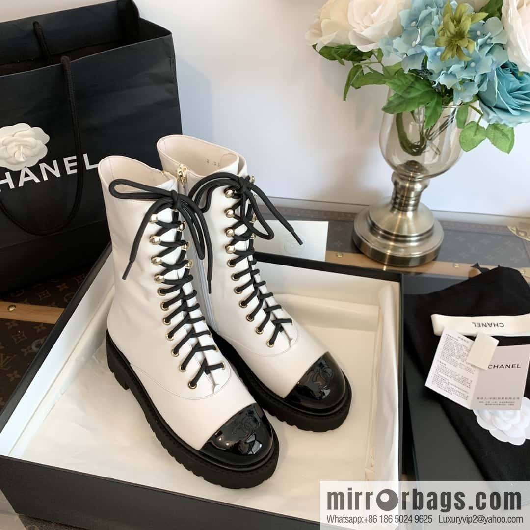 CHANEL Xiaoxiang autumn and winter lace-up thick-soled locomotive boots