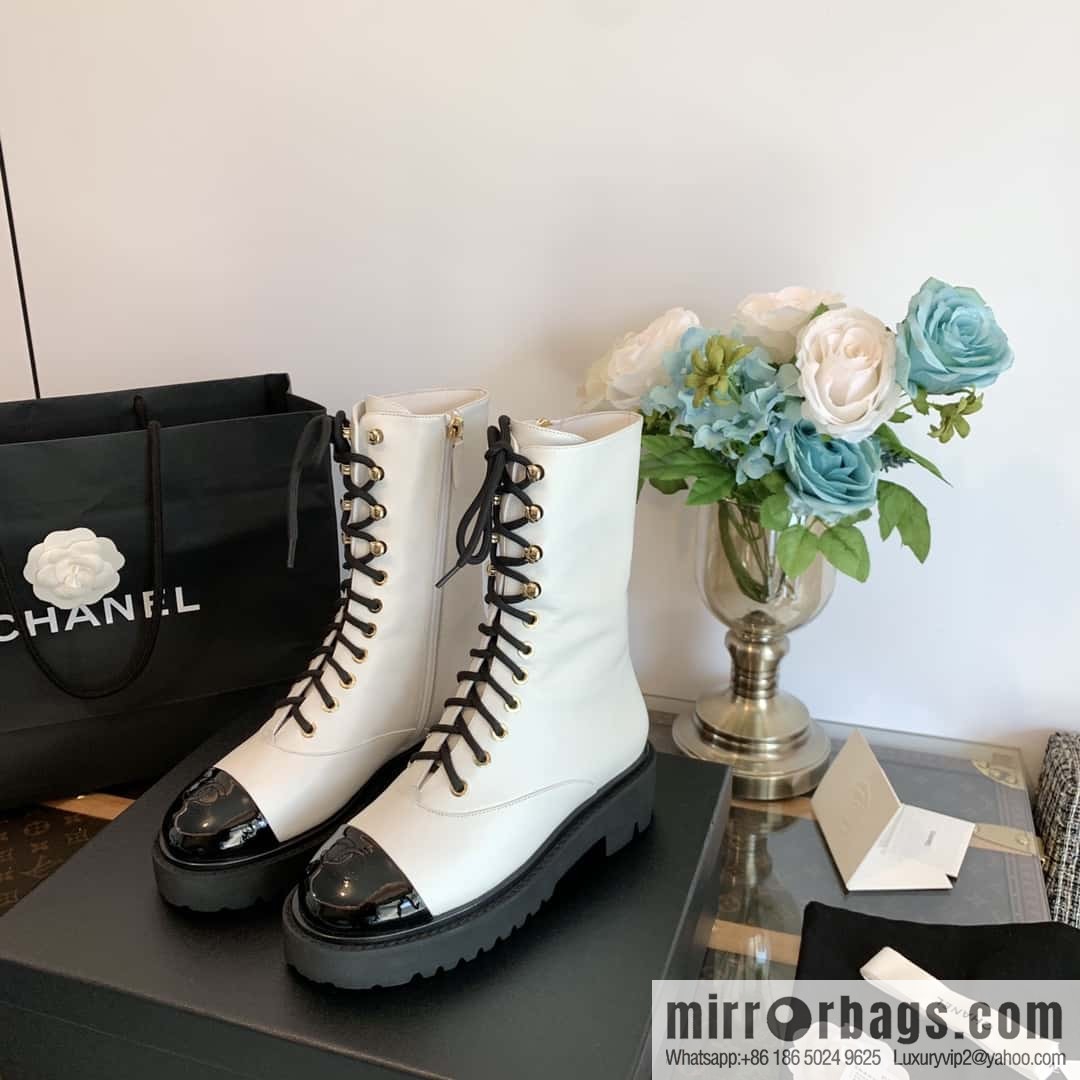 CHANEL Xiaoxiang autumn and winter lace-up thick-soled locomotive boots