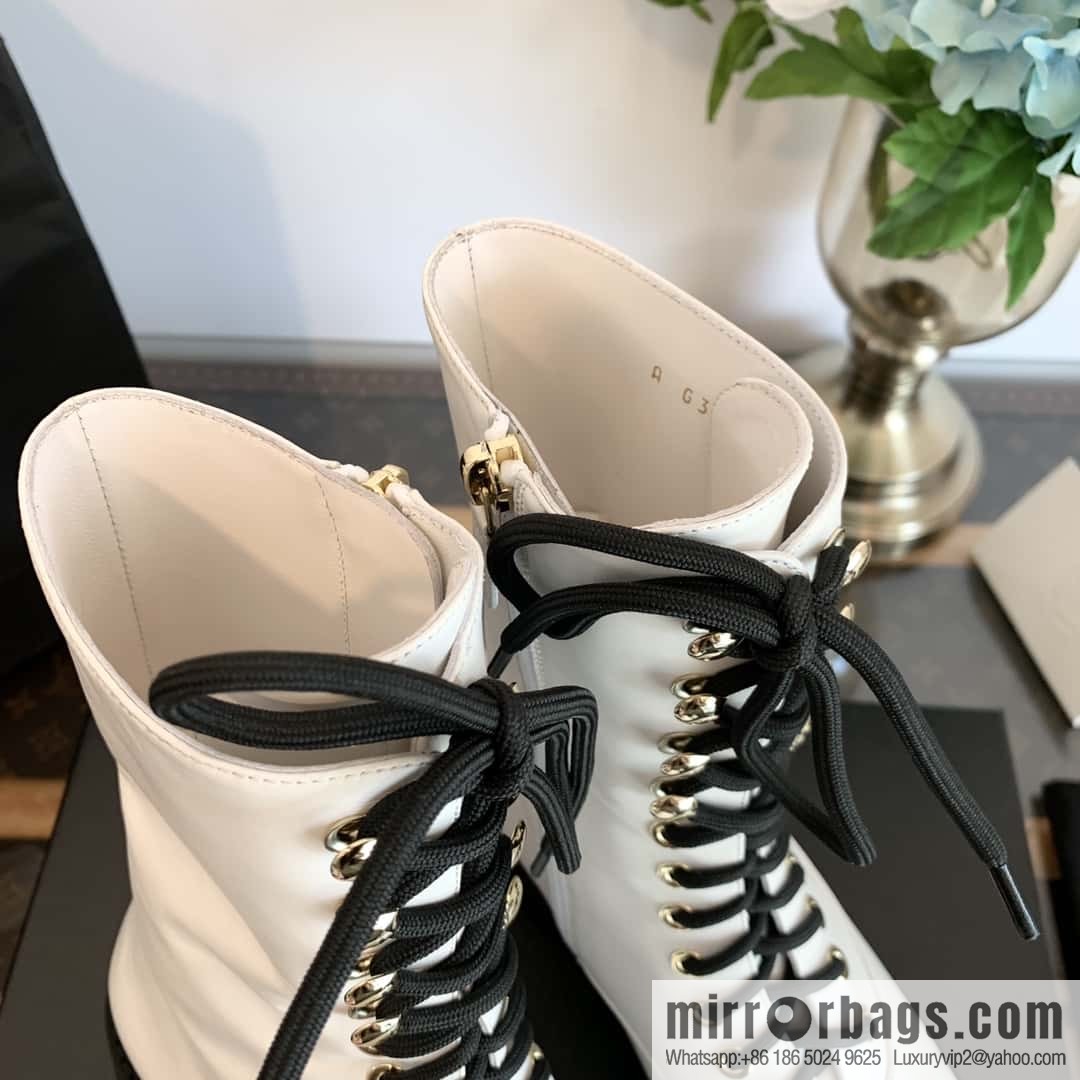 CHANEL Xiaoxiang autumn and winter lace-up thick-soled locomotive boots