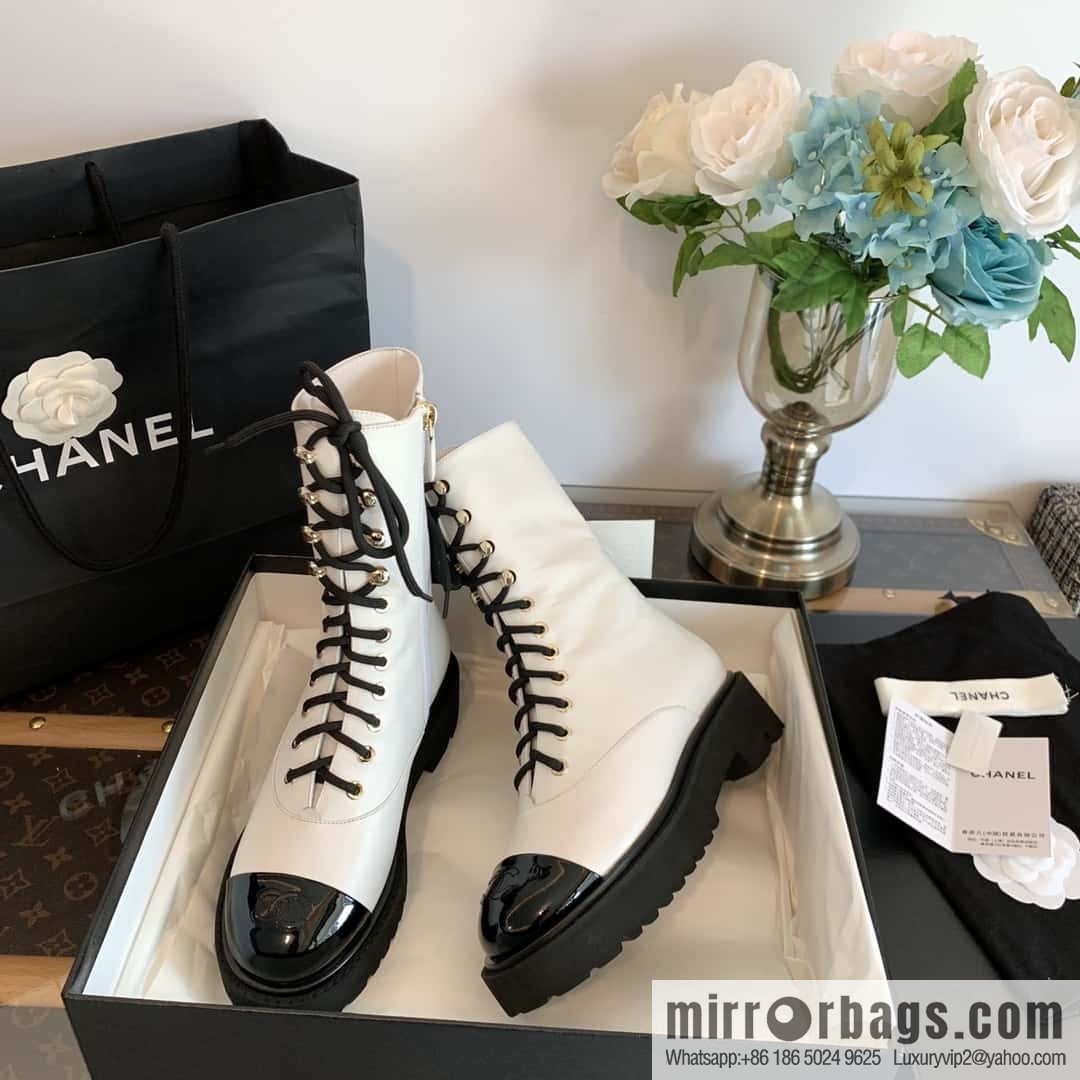 CHANEL Xiaoxiang autumn and winter lace-up thick-soled locomotive boots