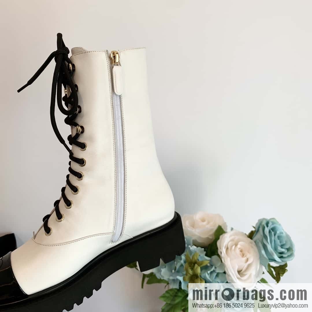 CHANEL Xiaoxiang autumn and winter lace-up thick-soled locomotive boots