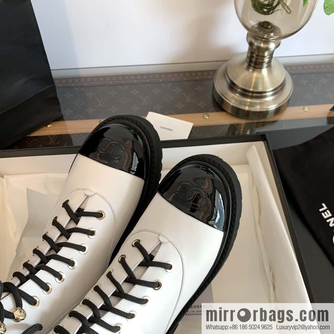 CHANEL Xiaoxiang autumn and winter lace-up thick-soled locomotive boots