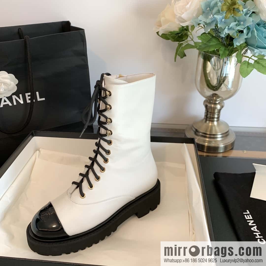 CHANEL Xiaoxiang autumn and winter lace-up thick-soled locomotive boots